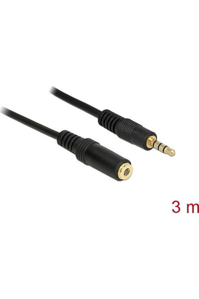 DELOCK Καλώδιο Jack 3.5mm, Αρσενικό 3.5mm - Θηλυκό 3.5mm, Μαύρο, 3μ, Με επιχρ...