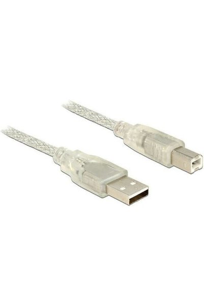 DELOCK Καλώδιο USB 2.0 5μ A-Αρσενικό σε B-Αρσενικό Διαφανές (83896)