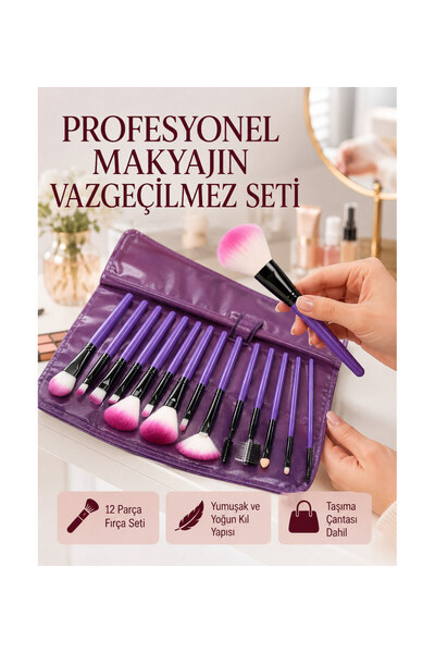 pınaxar 12-Piece Makeup Brush Set with Soft Bristles Providing a Natural Look...