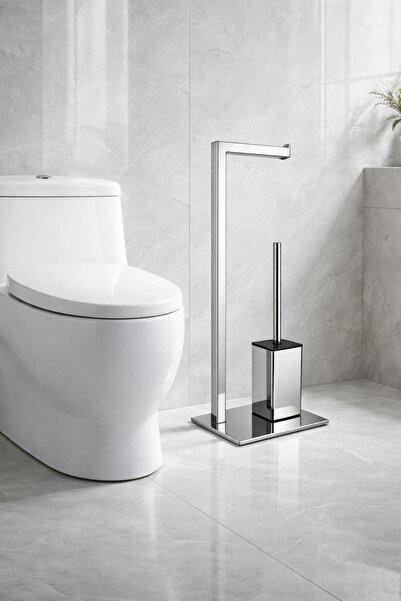 SANITEXPERT Suport WC Premium 2 în 1 – Port hârtie igienică și perie WC din i...