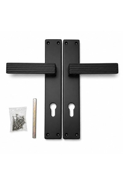 Generic Matte Black Door Handles on Backplate Set – Modern Textured Grip Leve...