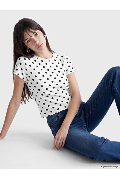 LC Waikiki I Zero Roba Collar Polka Dot Women's T-Shirt from Freezen Store