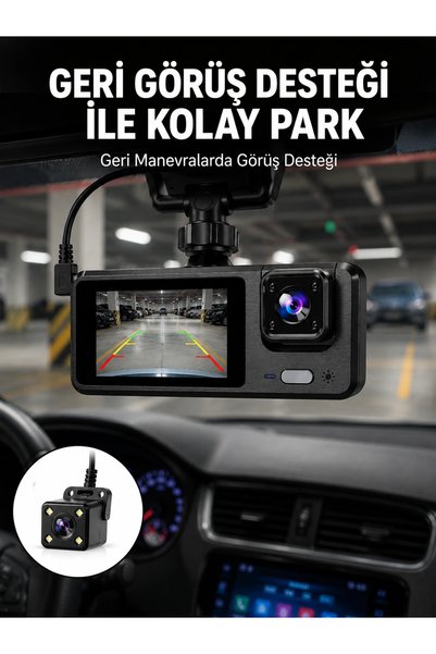 OEM 1080P 3 Kameralı Araç Dvr – Döngü Kayıt Ve Geri Görüş Özellikli Yeni Nesil
