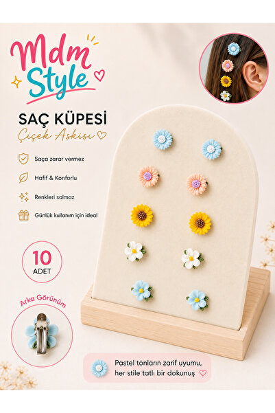 mdm style Set of 10 Hair Clips – Mini Clip Set with Colorful Flowers, Daisies...