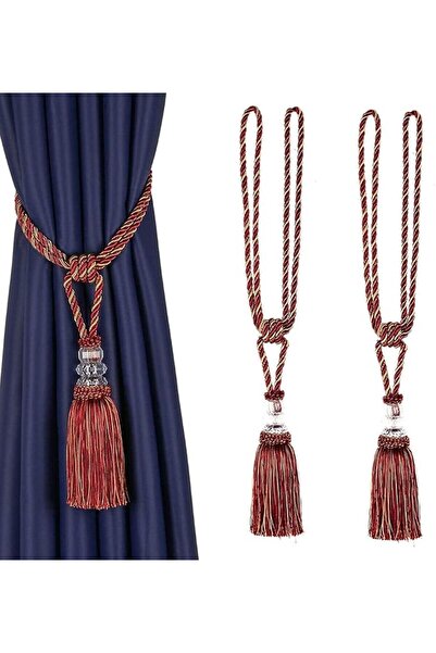 GENERAL 2Pcs Curtain Tieback Tassel Crystal Beaded Hanging Rope Tie Home Deco...