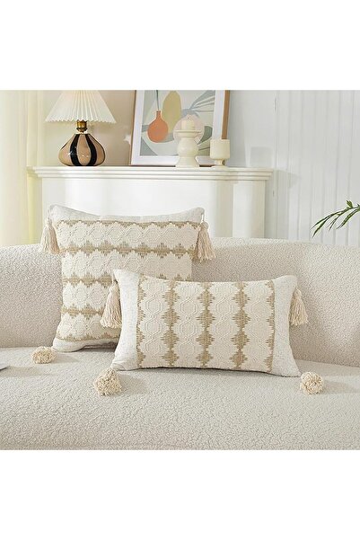 Tazweeq 4 Pack Lumbar Decorative Throw Pillow Covers, Boho Farmhouse Decor wi...