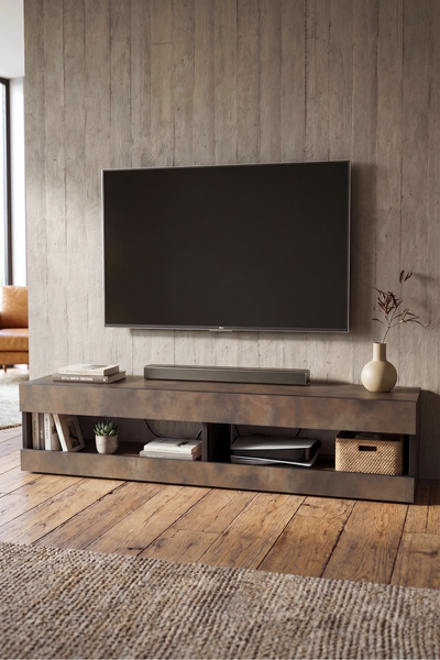 Yurudesign Loft Tv Ünitesi Tv Sehpası Raflı 140cm Bronz LT3-PB