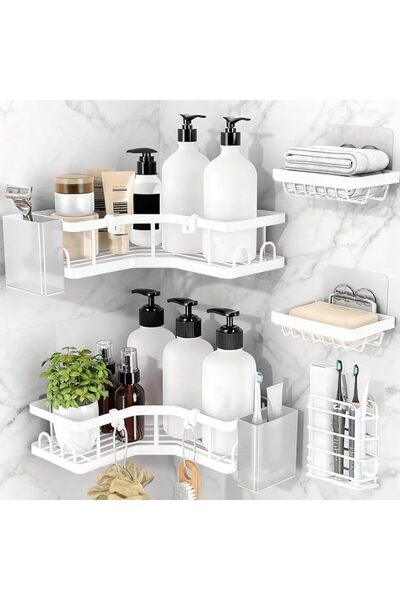 Naxifly 7 Pack Shower Caddy, Adhesive Bathroom Organizer, No Drilling Shower ...