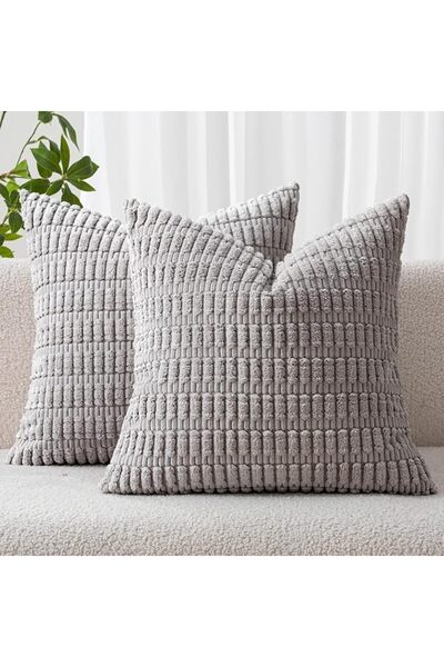 EOGILY Corduroy Decorative Throw Pillow Covers, 45 * 45cm Soft Striped Pillow...