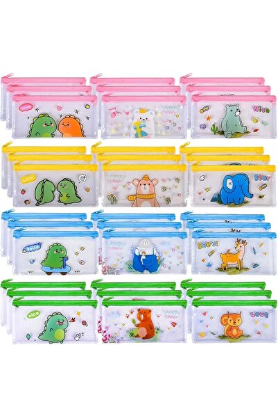 TERRIFI 24 Pcs Mesh Pencil Pouch Bags, Cartoon Zipper Pencil Case for Back to...