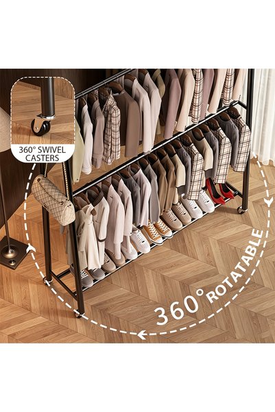 Vitakit Movable Floor Clothes Rack, Thickened Carbon Steel, Storage Organizer for Clothes and Shoes