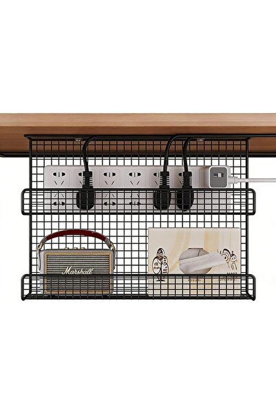 Vixplorn Under Desk Cable Management Tray, No Drill 2-Layer Wire Organizer fo...