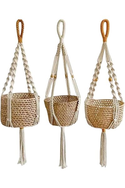 Generic Plant Hanger Indoor Macrame 3 Pieces Flower Pot Accessories | Flower ...
