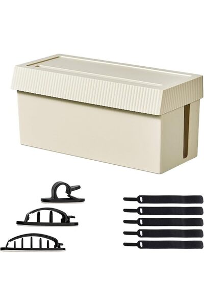 TERRIFI Large Cable Management Box,32x14.5x15cm Heavy Duty Cord Organizer wit...