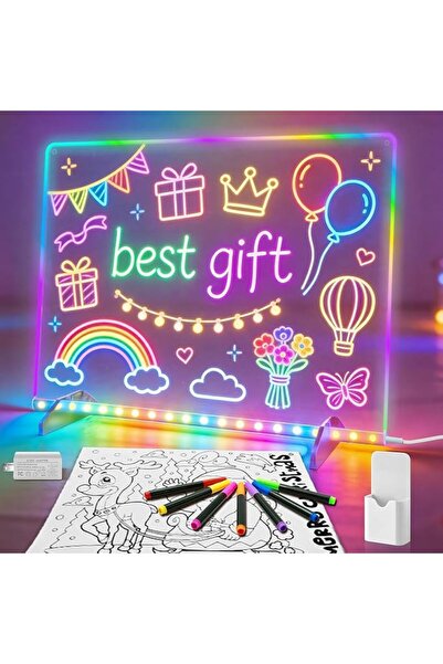 VINNYSEN Led Note Board with Colors,16''Drawing Tablet,6 Modes & 8 Colors Lig...
