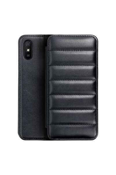 megaMobile Husă flip cover Puffer pentru Xiaomi Redmi 9AT / Redmi 9A, neagră
