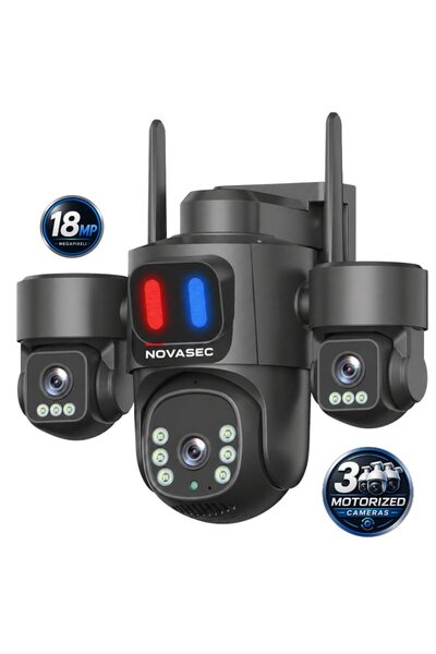 Novasec Outdoor Triple Video CCTV Surveillance Camera WIFI 5G Tri Sense 18MP ...