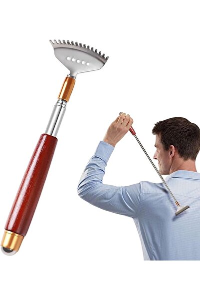 Bukela Back Scratcher, Telescopic Wooden Handle with Steel Roller Ball, Metal...