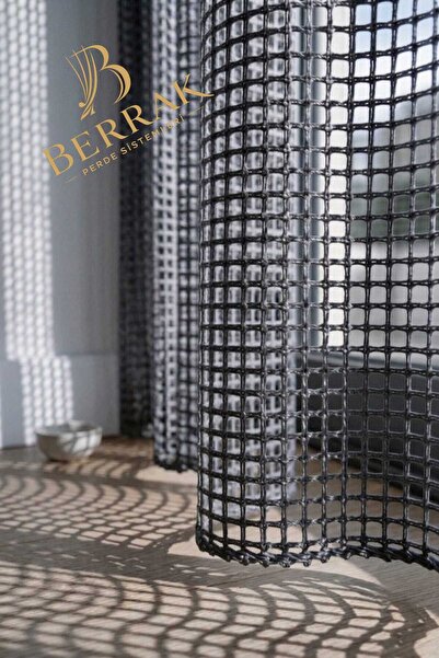 BerrakPerde Linora 1x3 Sık Pileli Keten File Tül antrasit Renk Perde Modern V...