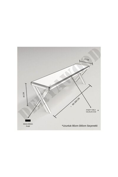 raweyn Andora Masif Ahşap Bahçe Bankı Bench Balkon Teras Siyah X Metal Ayak 80cm