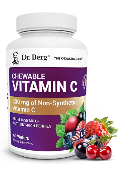 Dr. Berg Nutritionals مكمل فيتامين سي من د. بيرج (60 قطعة قابلة للمضغ) 100% ف...