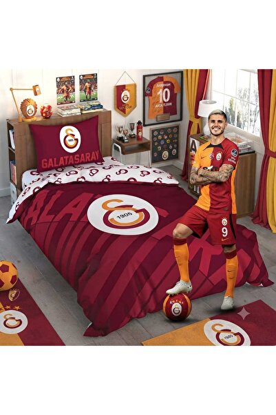 Taç Lisanslı Galatasaray Kırmızı Logo Taraftar Nevresim Takımı Tek Kişilik %1...