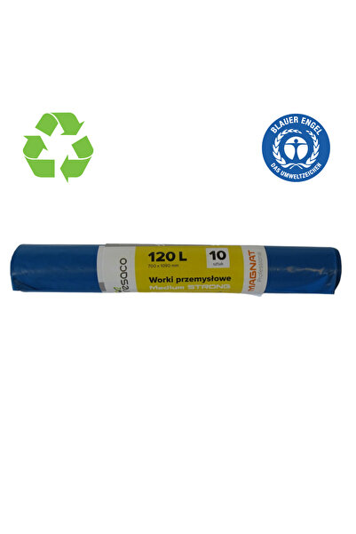 Resaco Recycled Plastic Bags, Durable, 120L, 70X109Cm, 47 Microns, 10Pcs/Roll...