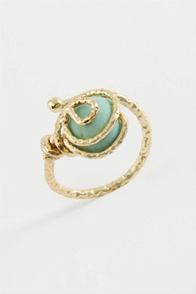 Mercansa Flower Turquoise Stone Metal Ring