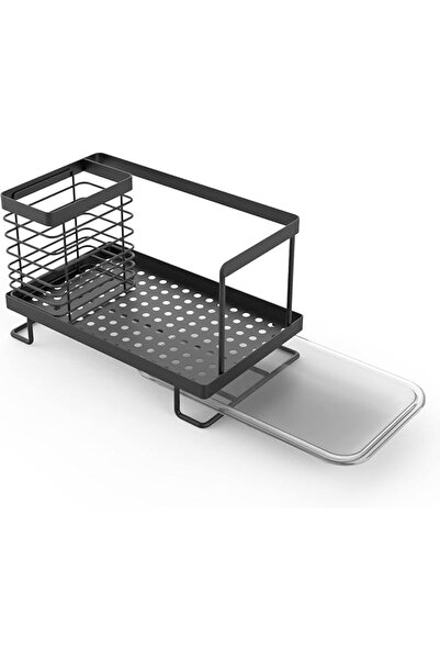 Yelajoy Black Kitchen Sink Organizer Caddy, Sponge Holder with Drain Pan, Dis...