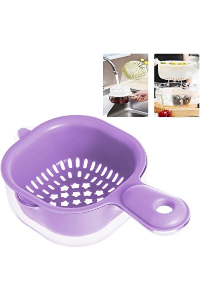 Yelajoy Purple Fruit Colander, Double Layer Draining Basket, Berry Washer Str...