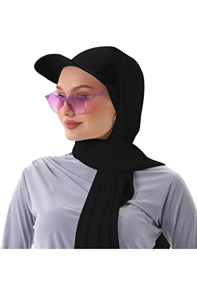 GENERAL قبعة بيسبول نسائية مع حجاب مدمج، وشاح حجاب 2 في 1 مع قبعة داخلية مدمج...