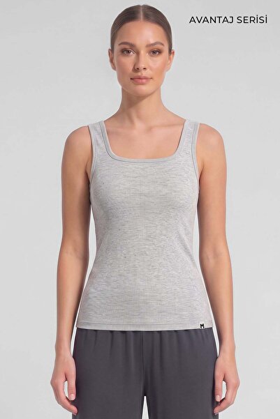 Aytuğ&Mısırlı Egyptian Women's Camisole Backless Strappy Tshirt Gray Melange