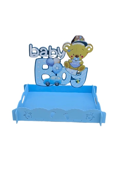 decotoys Γαλάζιο ξύλινο δίσκος βάπτισης. Διαστάσεις: 36εκ x 26εκ x 5εκ; Ύψος ...