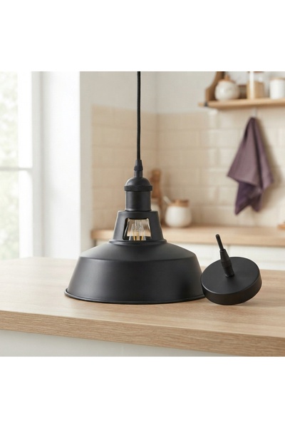 DeaL Lustră suspendată LED industrială negru mat E27 — Stil modern tip loft ✨ 🖤