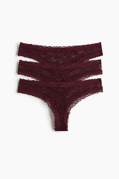 H&M 3'lü Dantel Brazilian Külot