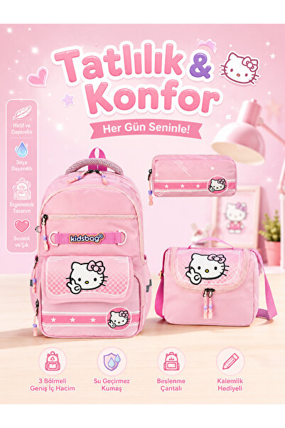 Shopiolog Girl's Primary School Orthopedic 3-Piece Set Pen Holder Lunch Bag 3...
