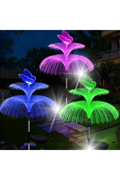 OEM Lampă solară cu fluture și două meduze, set de 2 bucăți, RGB, multicolor,...