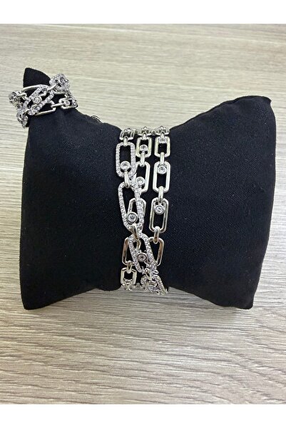 miral High Quality Diamond Precision Zircon Bracelet and Ring Set (Open Size ...