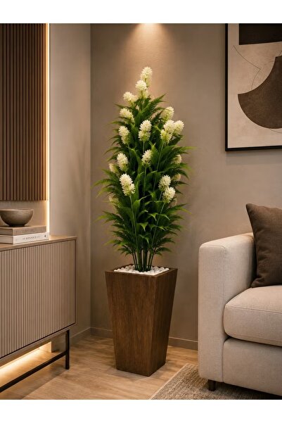 Generic Brand Artificial White Flower Plant with Decorative Green Leaves in W...