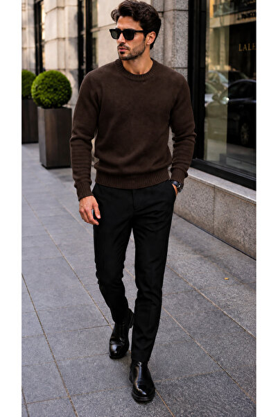 H&E LUXURY DESIGN Men's Crew Neck Knit Sweater – Slim Fit, Long Sleeve, Class...