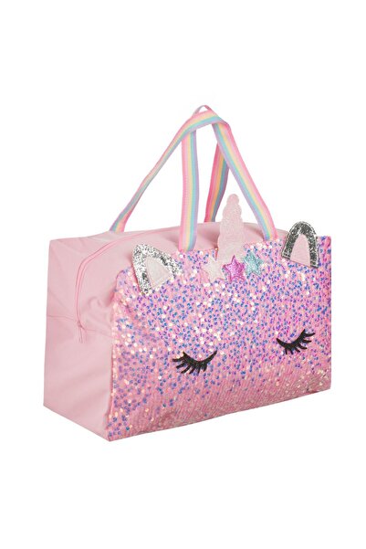 Zâna Casei Geantă de voiaj roz cu model unicorn 45x18x28cm