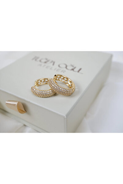ATELİER TUĞBA Kp663 Zircon Stone Hoop Earrings (Inner Diameter 16 mm)