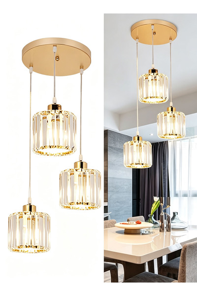 VUCATIN 3-Light Cluster Pendant Lights Crystal Chandelier Hanging Pendant Lig...