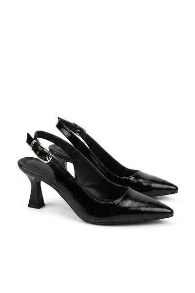 fort 66035 Soft Comfortable Open Back 6 cm Heel Height Pointed Toe Women's Shoes