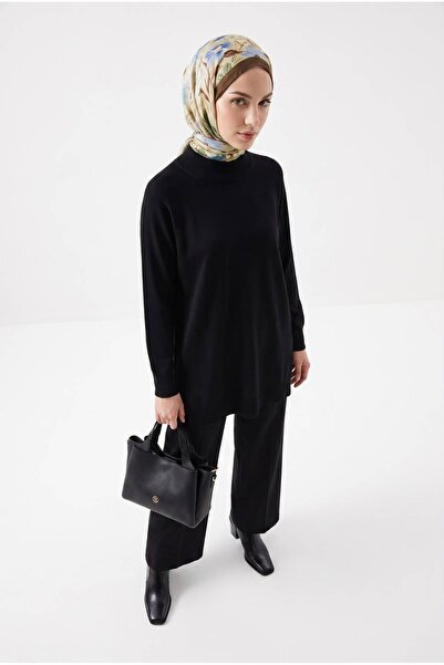 Armine Trend Reglan Kol Bisiklet Yaka Ribanalı Soğuk İplik Triko Tunik