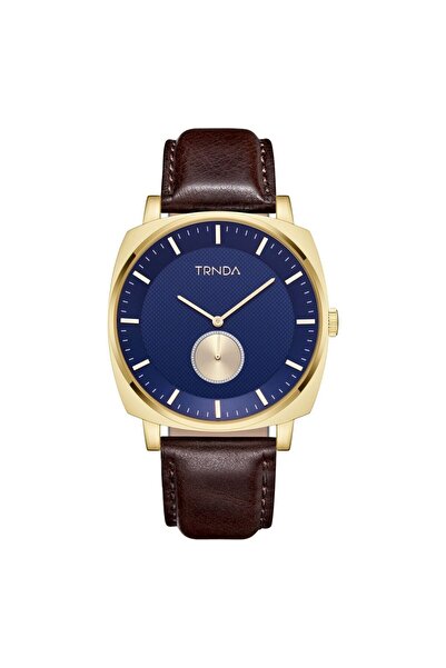 TRNDA Men's Gold Stainless Steel Watch, Blue Dial | Tr45gbl