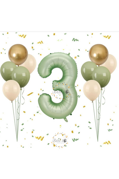 BAL10 DÜNYASI Bal10 Water Green Number Balloon Set Age-3