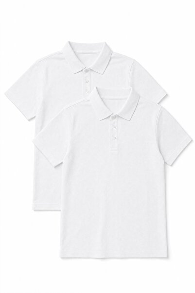 Perendi Unisex Children's 2-Piece Polo Collar Short Sleeve School T-Shirt