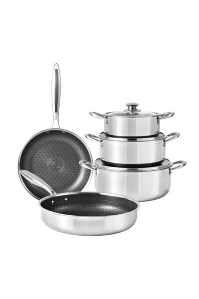 OEM Set Oale și Tigăi 8 Piese Inox, Antiaderent, Inducție