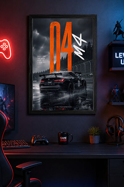 Charmbi Poster cu cadru din lemn BMW M4, pictură de perete cadou, imprimare p...